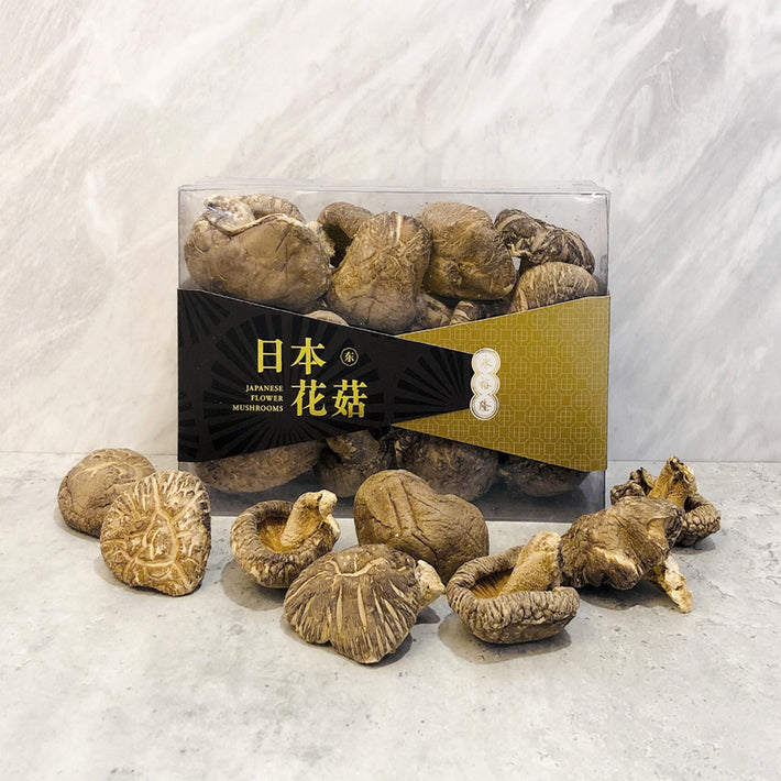 Wing Joo Loong Dried Premium Japanese Flower Shiitake Mushrooms 特等日本原木白花菇